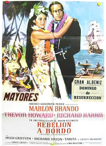 MUTINY ON BOUNTY Spanish 1 sheet 28X40